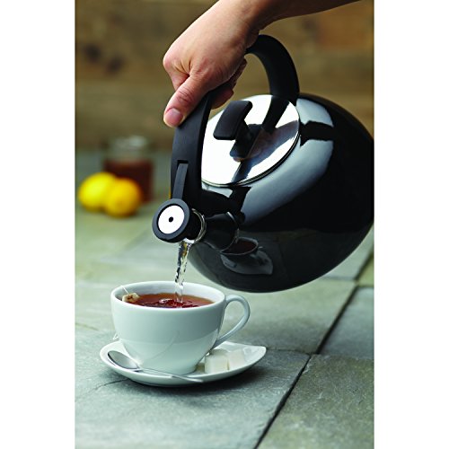 Anolon Allume Teakettles 2-Quart Enamel on Steel Teakettle, Onyx