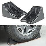 ROCCS 2PCS Car Wheel Chocks, Heavy Duty Wheel Chock Stoppers for Trailers Caravans Vehicle Wheels Stopper, Pair with Rope