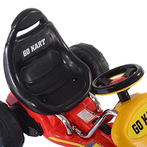 Push & Pedal Riding Vehicle, Go Kart Kids Ride on Bike, Black