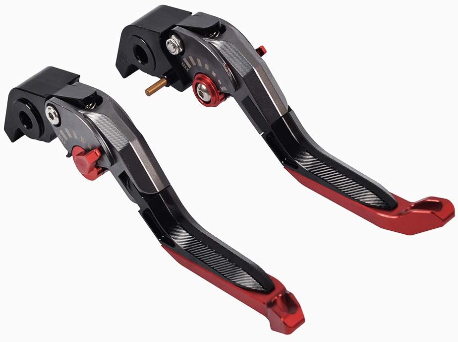 WildBee 5D Texture Mix Colors Red Grey Foldable Extendable Brake and Clutch Levers Compatible with Du-ca-ti MULTISTRADA 1200/1260/S/GT 2010-2018, STREETFIGHTER/S 2009-2013