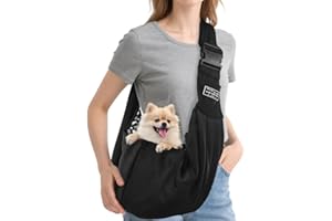 SGULNF Dog Carrier Sling, Cat Sling Carrier, Small Dog Sling Carriers for 0-15 lbs, Hands Free Puppy Carrier Sling, Crossbody Pet Carrier for Travel, Breathable Pad, Storage Pocket, Tote Design Cat Carrier