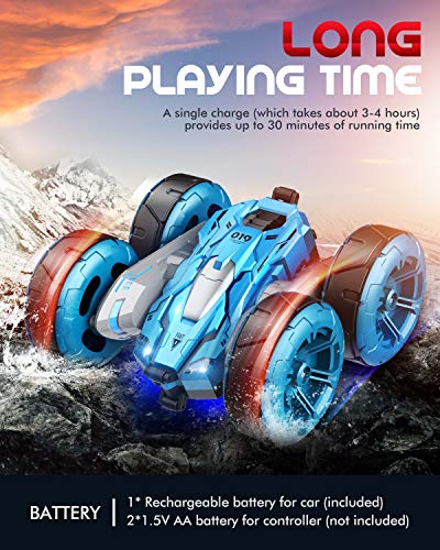 Remote Control Car for Boys, TECBOSS 1/18 Scale RC Stunt Car Toys, 2.4GHZ High Speed RC Crawlers with Rechargeable Battery, Boy Toys Age 3,4,5,6,7,8