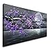 Konda Art - Framed Hand Painted Modern Abstract Painting Cherry Blossom Purple Flower Canvas Art For Wall Decoration Stretched (Framed 60
