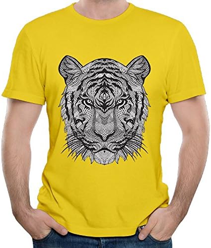 Eijudge Black Tiger Head Men's Short Sleeves Pure Color T-shirt