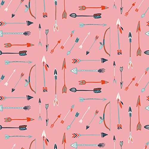 Archery Pink - Wildland - Birch Fabrics - ORGANIC COTTON - MI-05-Pink - Arrows Native American Western Cowboys (Half yard)