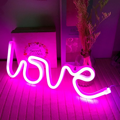 image for LEDES Neon Light, LED Love Sign Shaped Decor Light, USB or Battery Pow