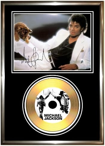 MICHAEL JACKSON - SIGNED FRAMED GOLD CD & PHOTO DISPLAY