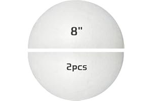 RETOONGKING Large Styrofoam Half Balls 8 Inch,2PC White Foam Balls for Crafts, Giant Foam Balls Smooth Solid Round Balls for Arts and Craft Project as Christmas DIY Ornaments (Styrofoam Half Balls 8in-2pc)