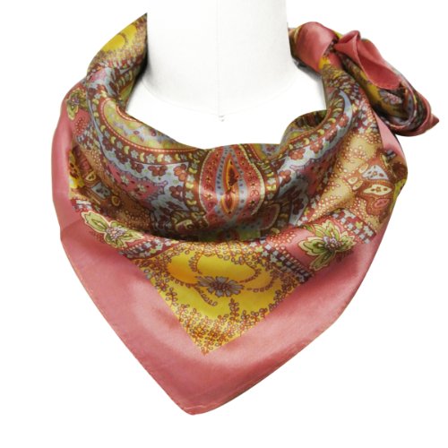 Wrapables Luxurious 100% Charmeuse Silk Square Scarf, Floral Paisley Motif