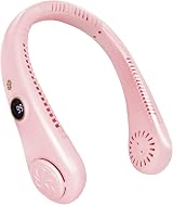 Jsdoin Portable Neck Fan 5 Speeds USB Rechargeable Pink Bladeless 360° Airflow