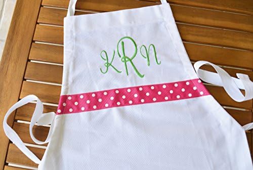 Girls apron personalized includes monogram in custom colors.