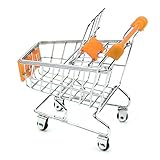 SMTSMT Supermarket Handcart Shopping Utility Cart Mode Storage Basket Desk-Orange