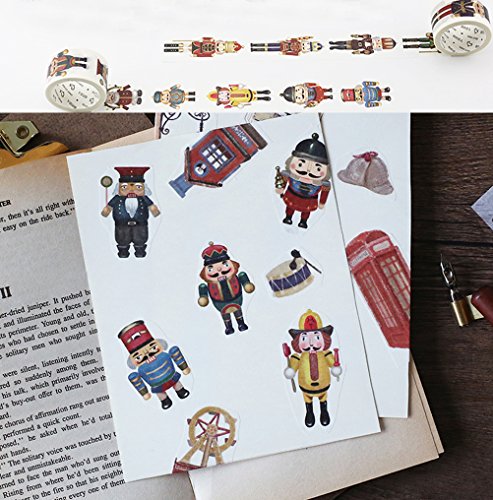 Nutcracker British style Classic Wide Washi Tape Set of 2 Rolls - Planner Decorative DIY Japanese Masking Adhesive Sticky Paper Washi Tape Set(Width: 30mm) - Thumbnail 2