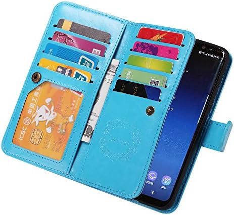 Samsung S8 Plus Case, Joopapa Galaxy S8 Plus Wallet case, Pu Leather Magnet Stand Wallet Credit Card Holder Flip Case Cover Built-in 9 Card Slots Case For Samsung Galaxy S8 Plus (Blue)