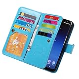 Samsung S8 Case, Joopapa Galaxy S8 Wallet case, Pu Leather Magnet Stand Wallet Credit Card Holder Flip Case Cover Built-in 9 Card Slots Case For Samsung Galaxy S8 (Blue)