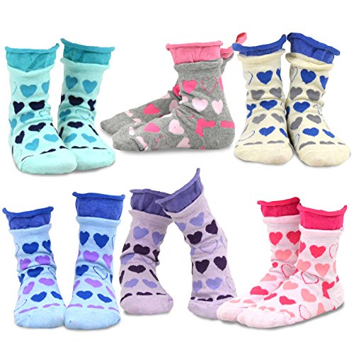 TeeHee (Naartjie) Kids Girls Cotton Roll Top Crew Socks 6 Pair Pack
