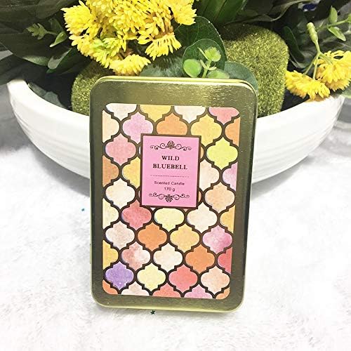 LXP Square Tinplate Scented Candle Hotel Home Soothing Sleep Romantic Aroma Soybean Wax Wild bluebell