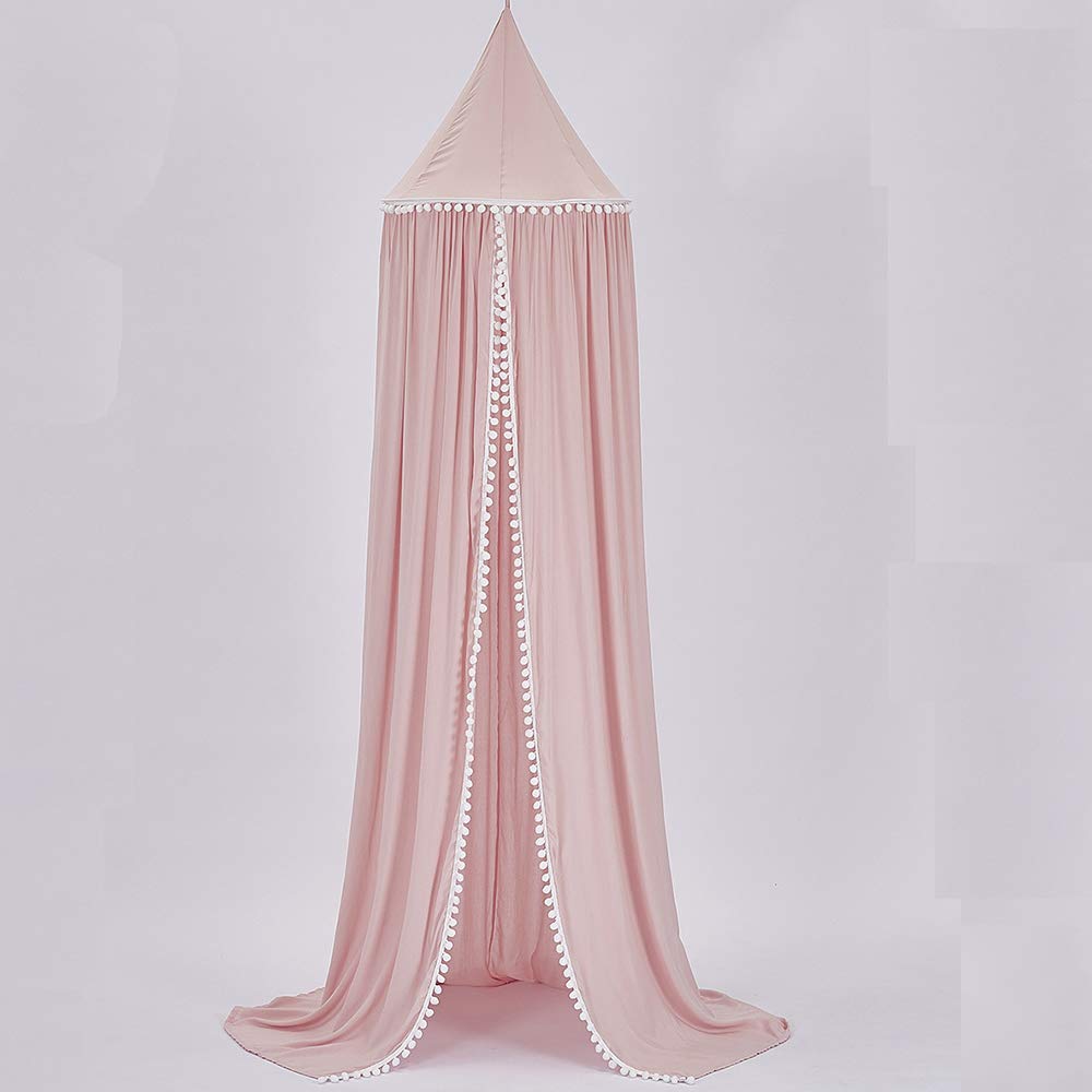 Bed Canopy for Children,Cotton Dome Mosquito Net for Baby,Kids Indoor Outdoor Playing Reading Height 240cm/94.5in (Pink)