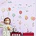 Colourful Children's Cartoon Fantasy Hot Air Balloon Cute Rabbit Wall Decals Stickers Kids Colorful Cartoon Removable Wall Stickers for Kids Nursery Bedroom Living Room