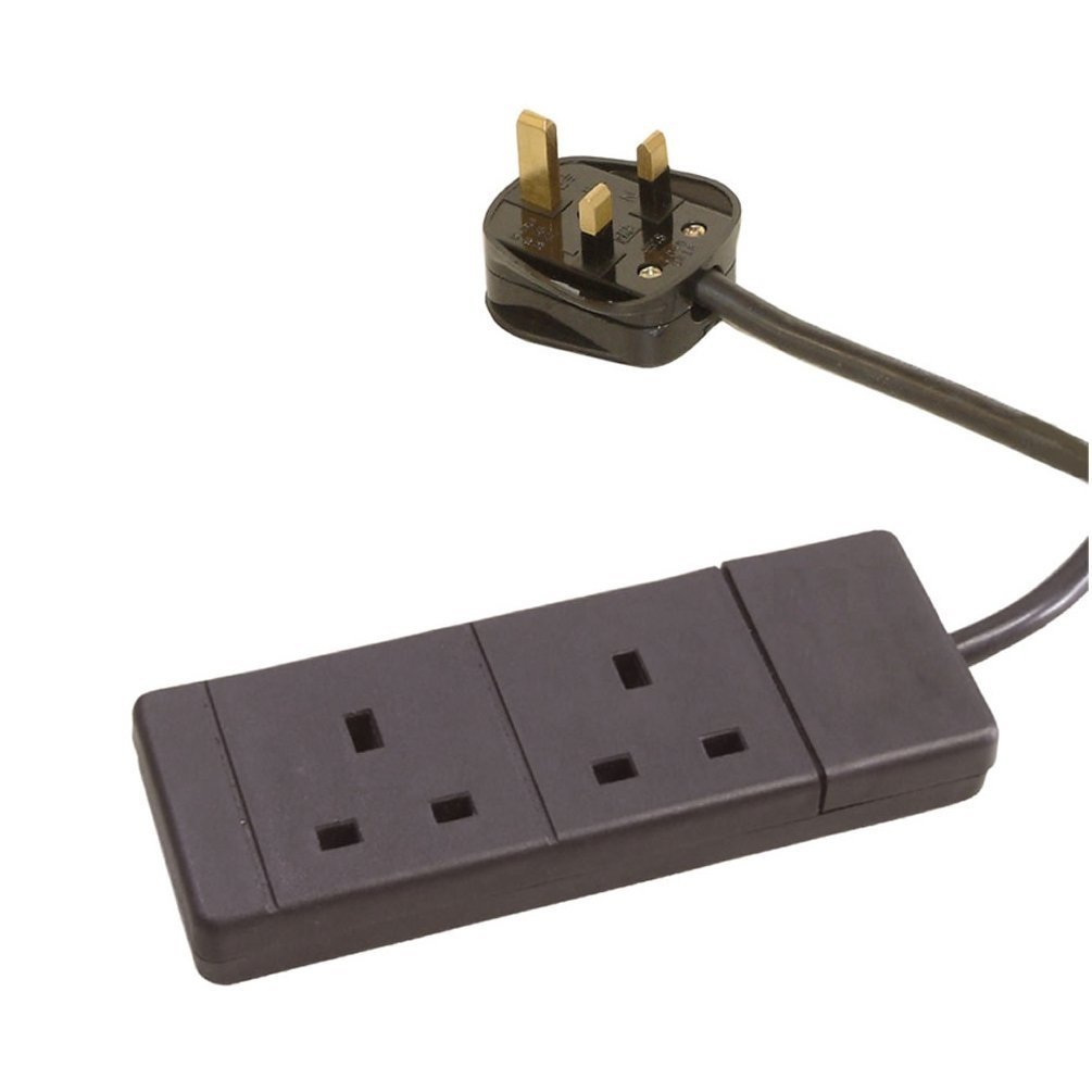PRO ELEC PELB1800 2 Gang Extension Lead Black, 1m