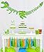 Dinosaur Happy Birthday Banner + Make-a-dinosaur Sticker Set - Dino Jungle Jurassic Garland Party Supplies Decorations (Green)