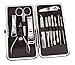 Okbool 12pcs Stone Pattern Stainless Steel Manicure Set for Men with Portable Travel Leather Case