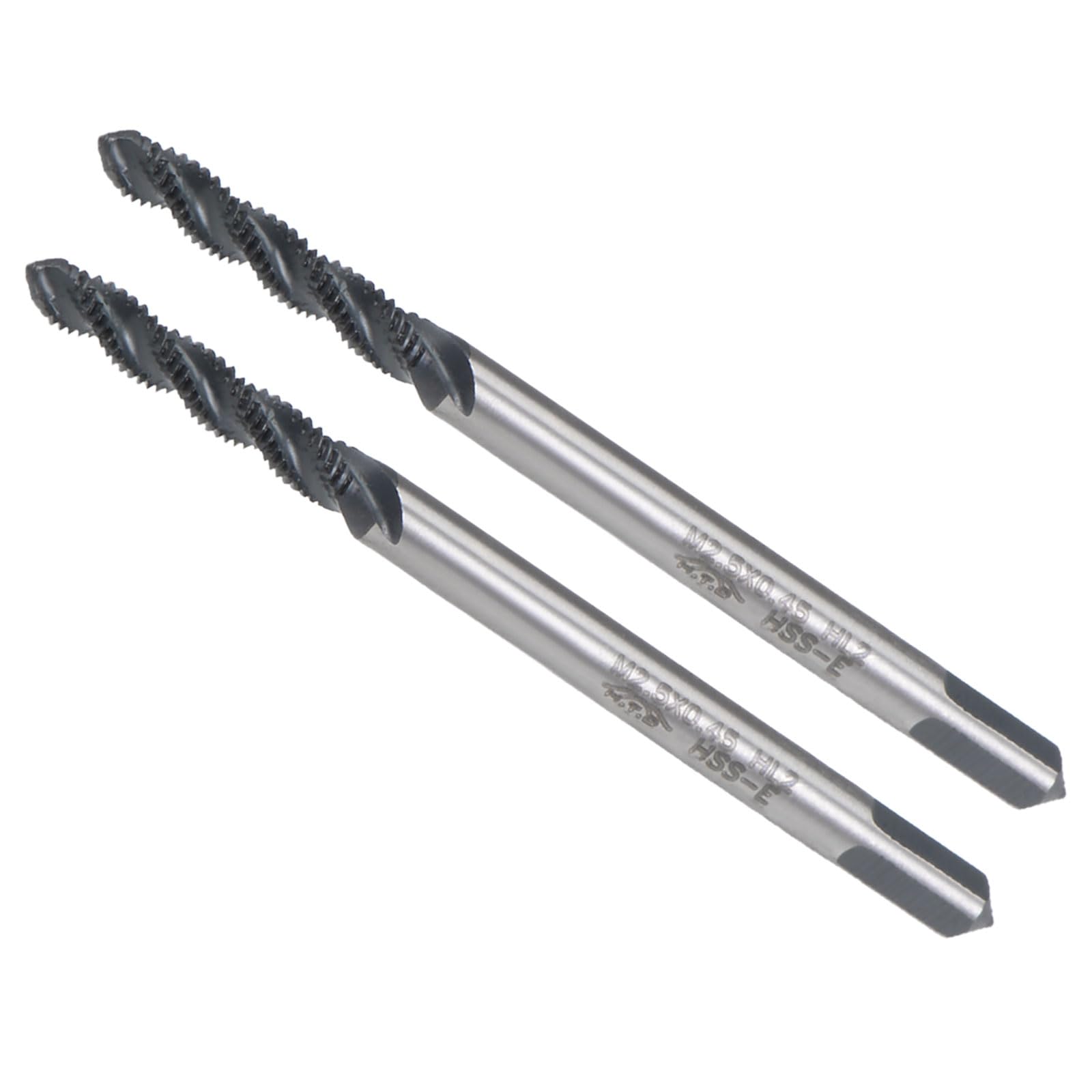 CoCud Spiral Flute Threading Tap, M2.5X0.45 Thread Size, Nitriding Coated HSS Tapping Tool - (Applications: for Processing Holes Sticky Materials), 2-Pieces
