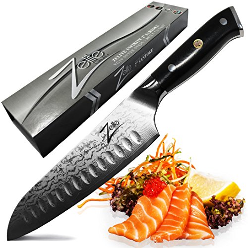 ZELITE INFINITY Santoku Knife 7 Inch - Alpha-Royal Series - Best Quality Japanese VG10 Super Steel 67 Layer High Carbon Stainless Steel, Incredible G10 Handle, Full-tang, Razor Sharp Chef Blade