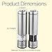 Salt and Pepper Grinder Set - Electric Shakers with Automatic Light Plus Ceramic Rotor and Stainless Steel Body - Adjustable from Coarse to Fine - One-Handed Operation - Stand Included