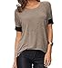 Womens Short Sleeve Cotton Shirts Round Neck Casual Loose Fit Tee Tops T Shirts Coffee-L