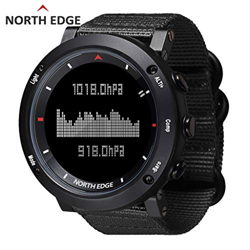 North Edge Altay Sports Smart Outdoor Compass Wrist Watch Back Light for Fishing (Black_A) - Thumbnail 7