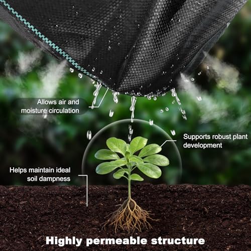 automoris 3.2OZ 6 * 300FT Weed Barrier Landscape Fabric with 100pcs 6inch Garden Staples,Heavy Duty Woven Ground Cover Weed Fabric Gardening Mat for Underlayment，Flower Beds, Pathways,Driveway