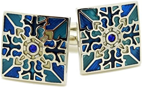 HEHIM(TM) 2 PCS Cuff Links for Men Blue Enamel With Gift Box FCL-022