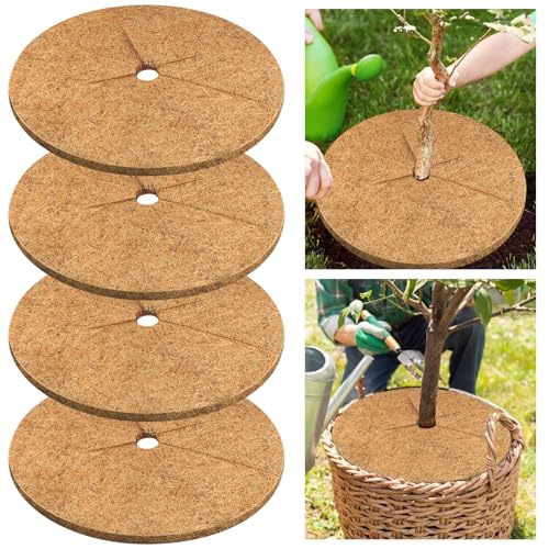 Legigo 4 Pack Coconut Fiber Mulch Ring Tree Plant Protector Mat, 30