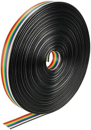 ZCHXD Flat Ribbon Cable 10P Rainbow IDC Wire 1.27mm Pitch 12 Meters Long