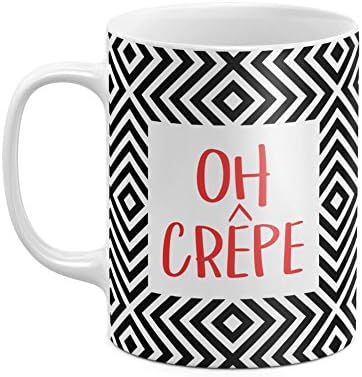 Oh Crepe Trippy Black Chevrons White Heat Resistant Ceramic Tea Coffee Mug - 11oz