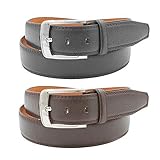 Barbados Leather Mens Black and Brown Leather Belts (2 Pack)