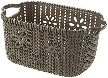 Luckyfree Laundry Basket Plastic Dirty Clothes Basket Toys Debris Snack Storage Basket Imitation Rattan, Small Brown