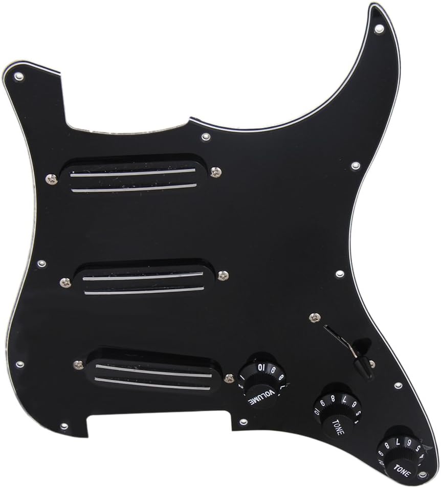 Dual Rails Loaded Prewired Electric Guitar Pickguard Guard Plate (Black)