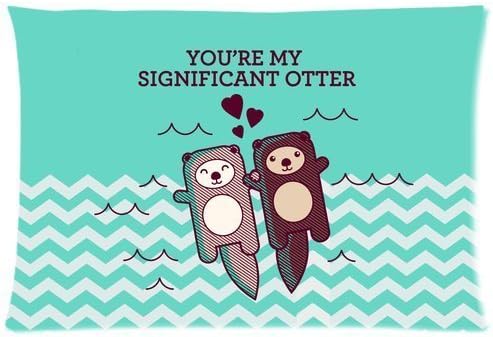 Huirong Pillowcase Design 20 X 30 inch Sea otters holding hands Fashion Novelty Pillow Protector, Best Pillow Cover,two sides printing