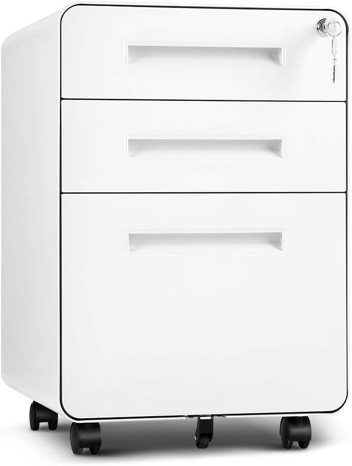 Invie 3 Drawer Fille Cabinet Metal Vertical Filing Cabinet With Lock For Legal Letter A4 Size File Install Free Anti Tilt Design Office Rolling Locking Cabinet White Kitchen Dining Cjp Org In