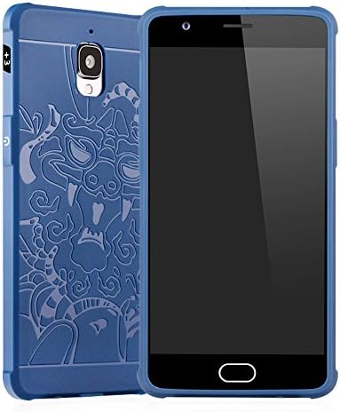 Eazewell Ultra-thin [Corner Cushion] Dragon Back Cover [Shock Absorption] Shield Shockproof Skin Armor Bumper Case with 2 PCS 9H Tempered Glass Film Protectors for OnePlus 3 / 3T - Blue