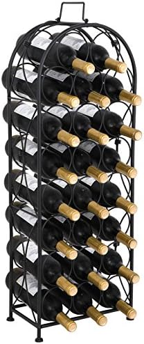 Smartxchoices Black 23 Bottle Solid Steel Wine Rack Arched Top Wine Storage Holders, Free Standing Floor Cellar Wine Display Shelves Fully Assembled (23 Bottle Arched)