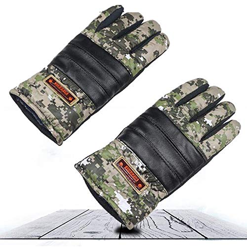 SUKEQ Mens Cold Weather Waterproof Camo Print Thinsulate Ski Gloves Windproof Bicycle Cycling Riding Sport Snow Snowboarding Glove Mittens (Green) - Thumbnail 3