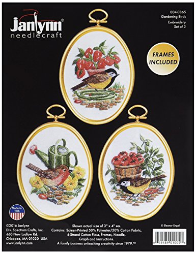 Janlynn 004-0865 N/A Gardening Birds Embroidery Kit Set of 3-3