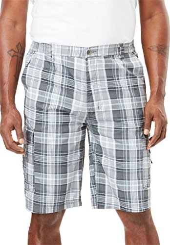 KingSize Men's Big & Tall Canyon Cargo Shorts, Steel Plaid Big-52