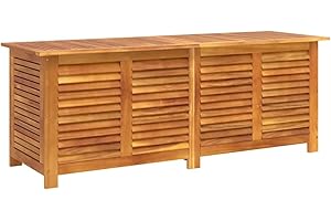 vidaXL Outdoor Storage Box 90 Gal, Deck Box, Acacia Wood with Water-Resistant Bag, Brown 59.1"x19.7"x22.0"