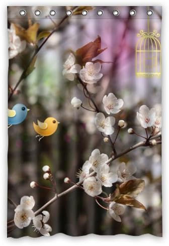 48"(W) x 72"(H) Birds and Blooms Birdcage New Style 100% Polyester Shower Curtain