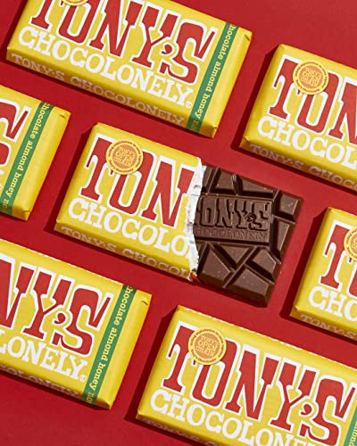 TONY’S CHOCOLONELY 32% MILK CHOCOLATE BAR WITH HONEY ALMOND NOUGAT – BELGIUM CHOCOLATE, NO ARTIFICIAL FLAVORING, FAIRTRADE & B CORP CERTIFIED – 6.35 OZ
