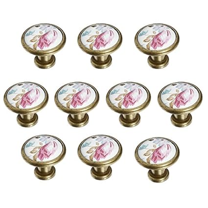 Fbshop Tm Set Of 10 32mm French Flair Tulip Flower Ceramic Knobs